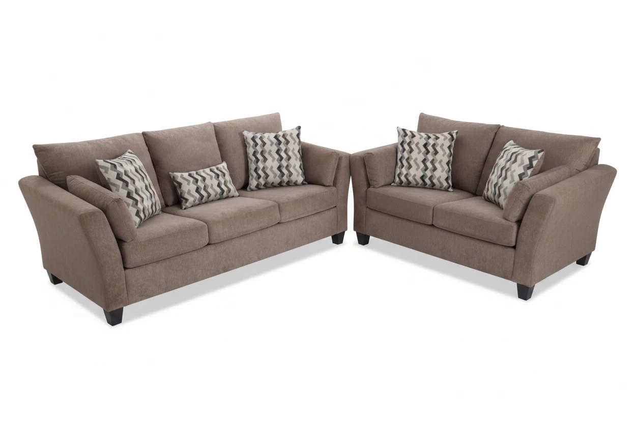 1061 Flair Arm Mocha or Charcoal Sofa and Loveseat Set - Image 3