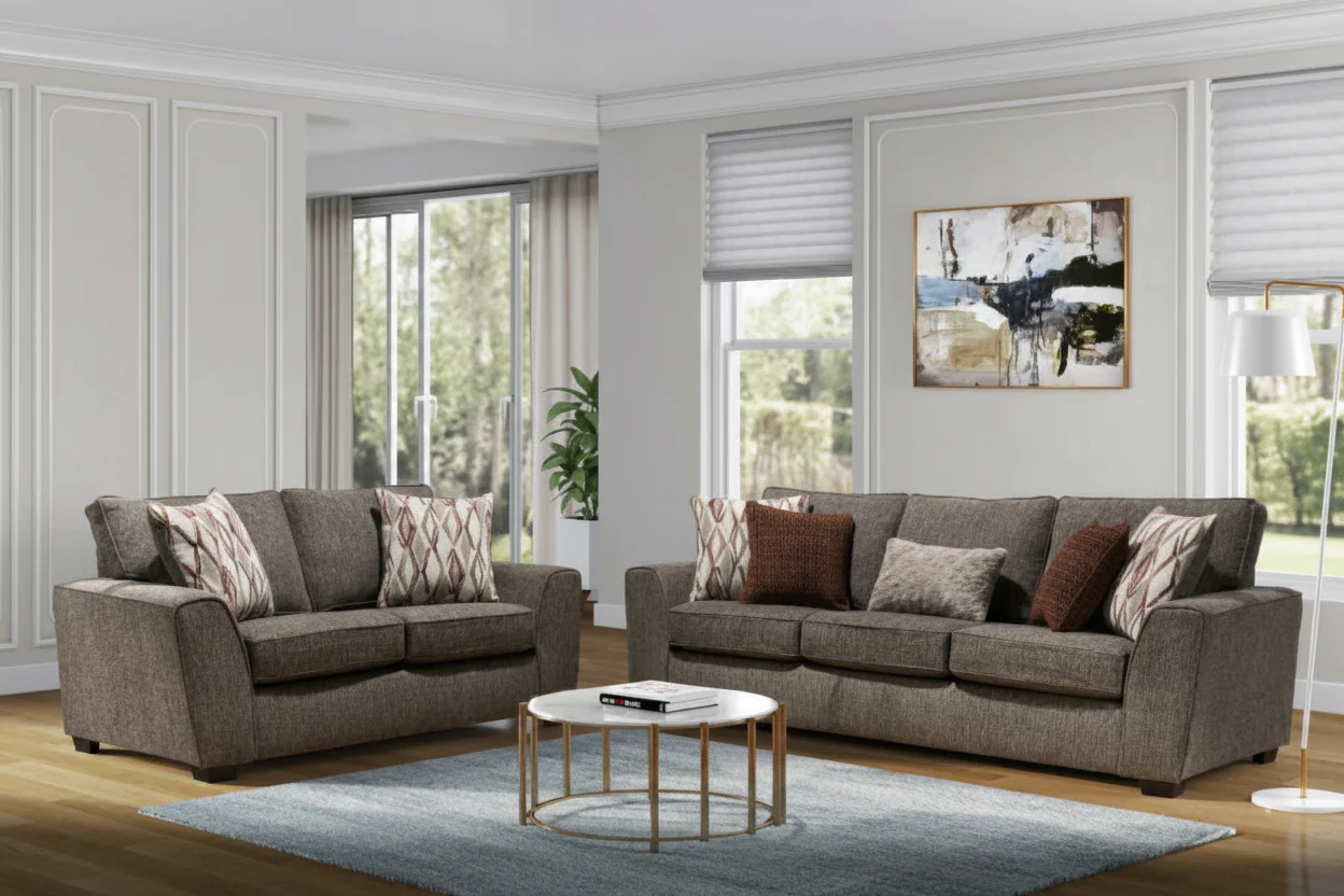 1232 Sofa and Loveseat Set in Beige or Brown