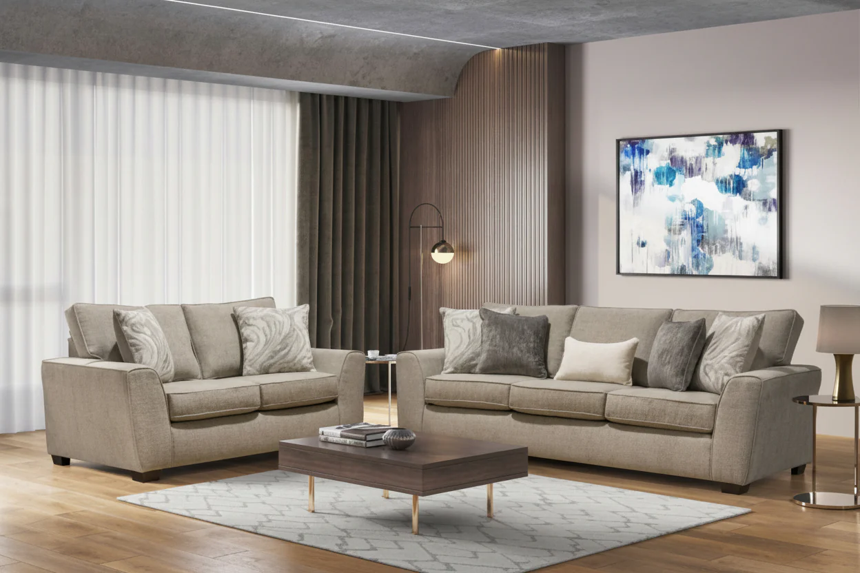 1232 Sofa and Loveseat Set in Beige or Brown - Image 2