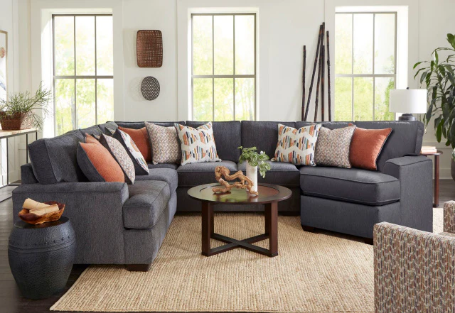 3550 3PC Sectional w/ Cuddler Chaise in Rockport Slate