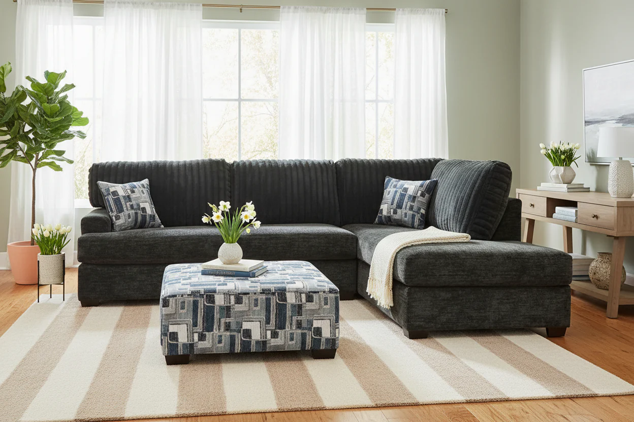 6129 Sectional in Galactic Parchment or Charcoal - Image 2