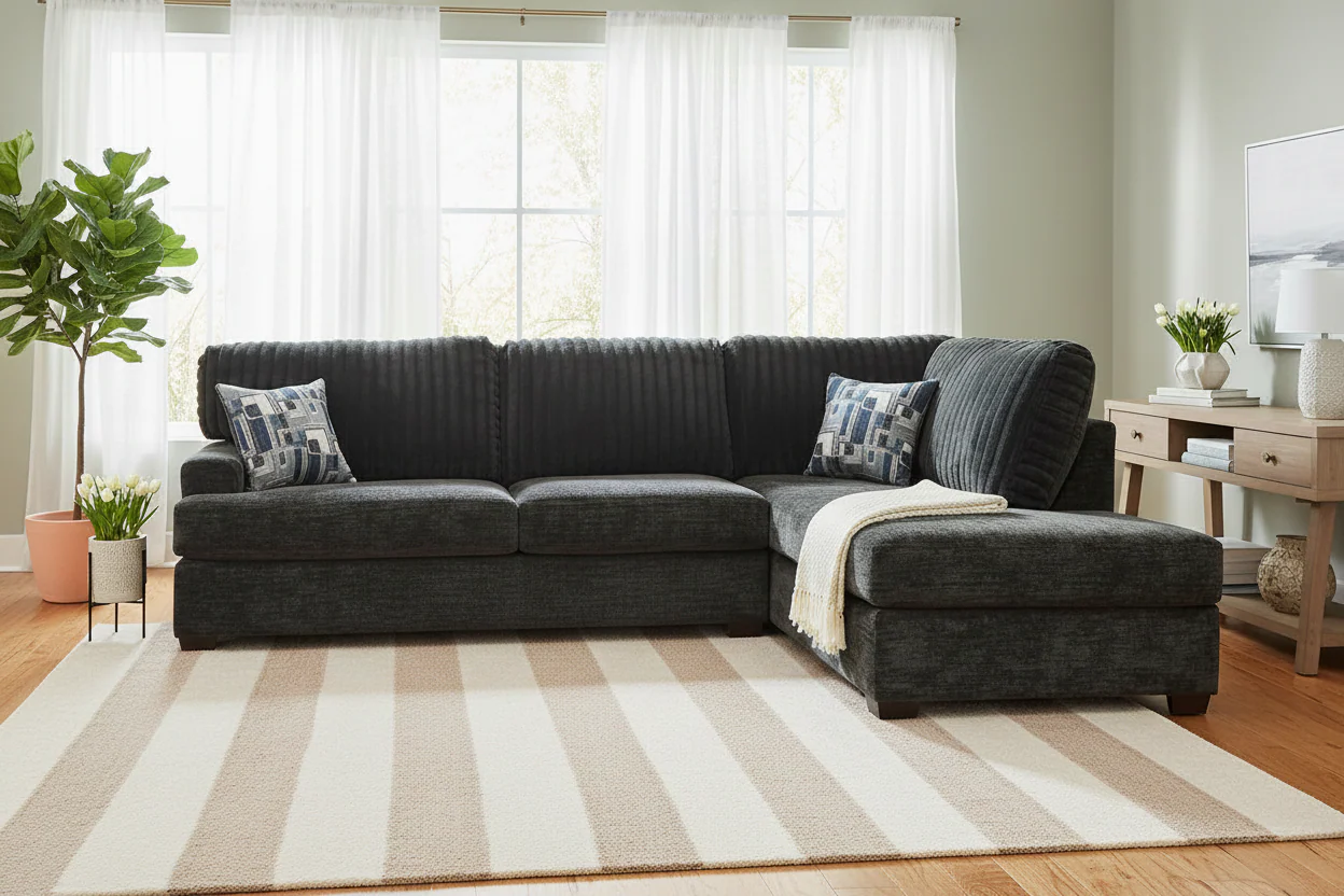 6129 Sectional in Galactic Parchment or Charcoal - Image 4