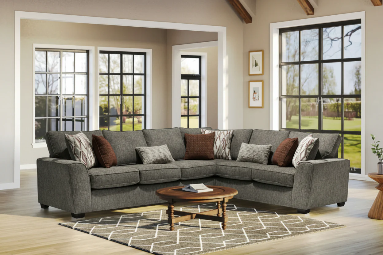 6232 Sectional in Tessa Alabaster Beige or Login Fossil Brown - Image 2