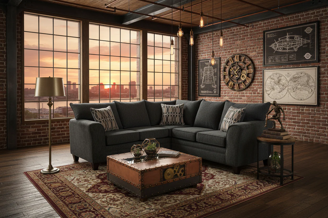 6828 Sectional in Charcoal