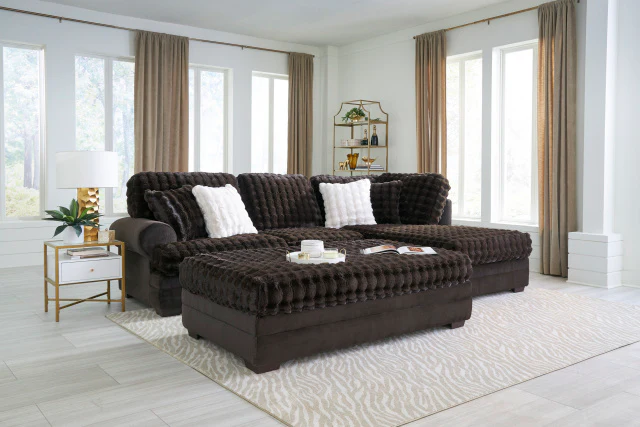7000 2 PC Sect in Espresso Chocolate Egg Crate Fur