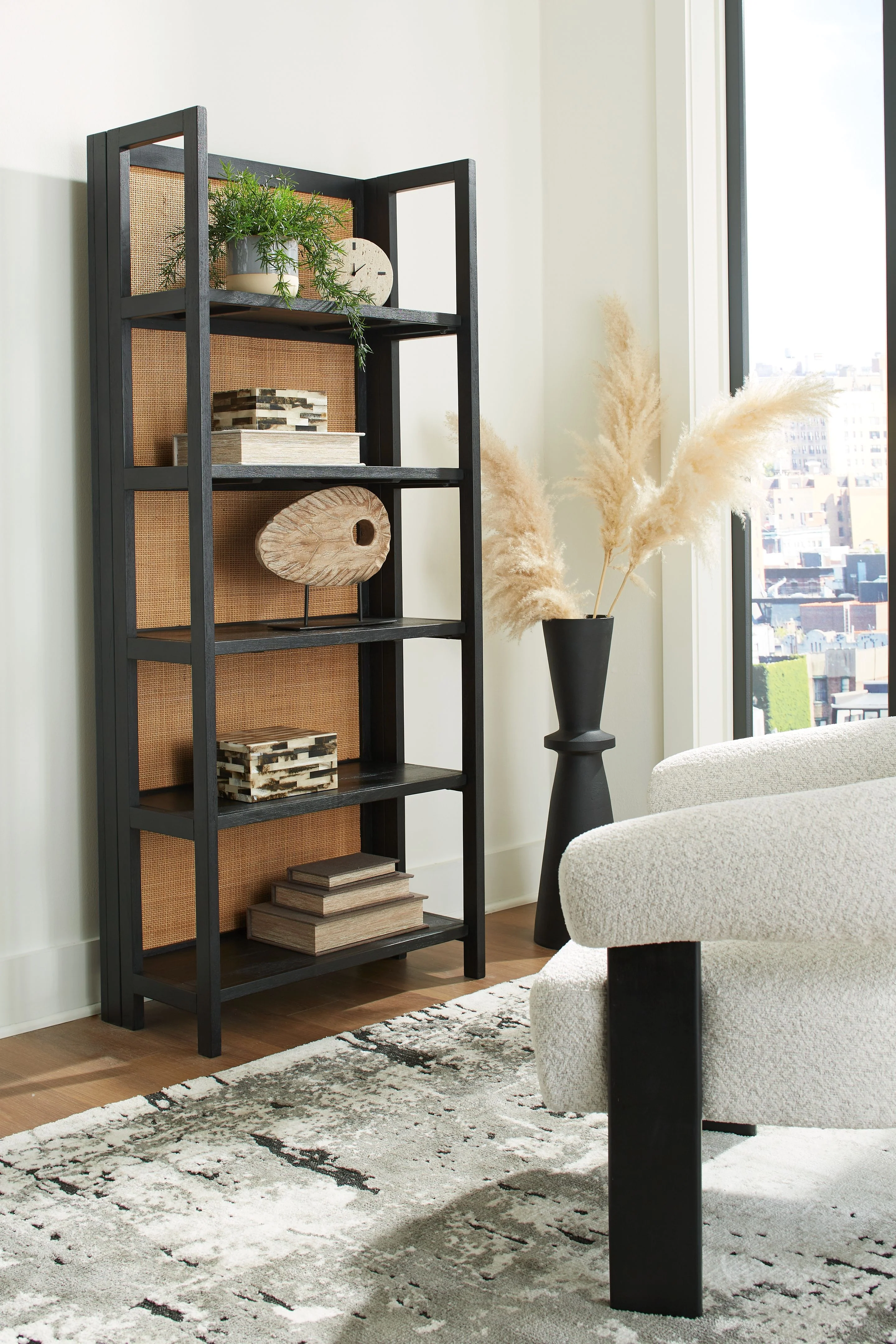 Abyard - Bookcase - Black / Natural - Image 4