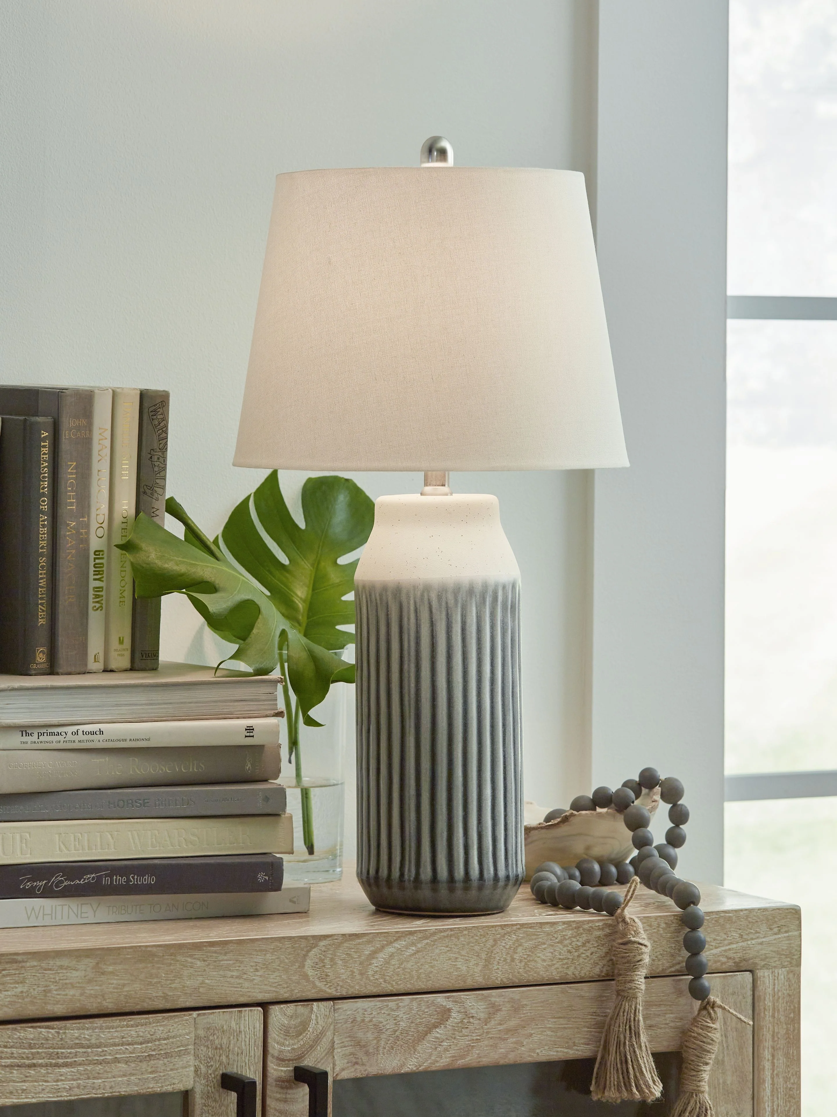 Afener - Ceramic Table Lamp (Set of 2) - Blue / Beige - Image 2