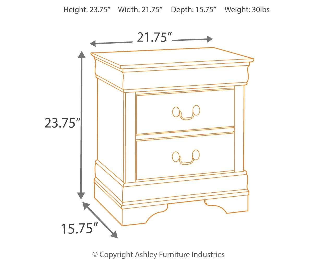 Alisdair - Two Drawer Night Stand - Reddish Brown - Image 2