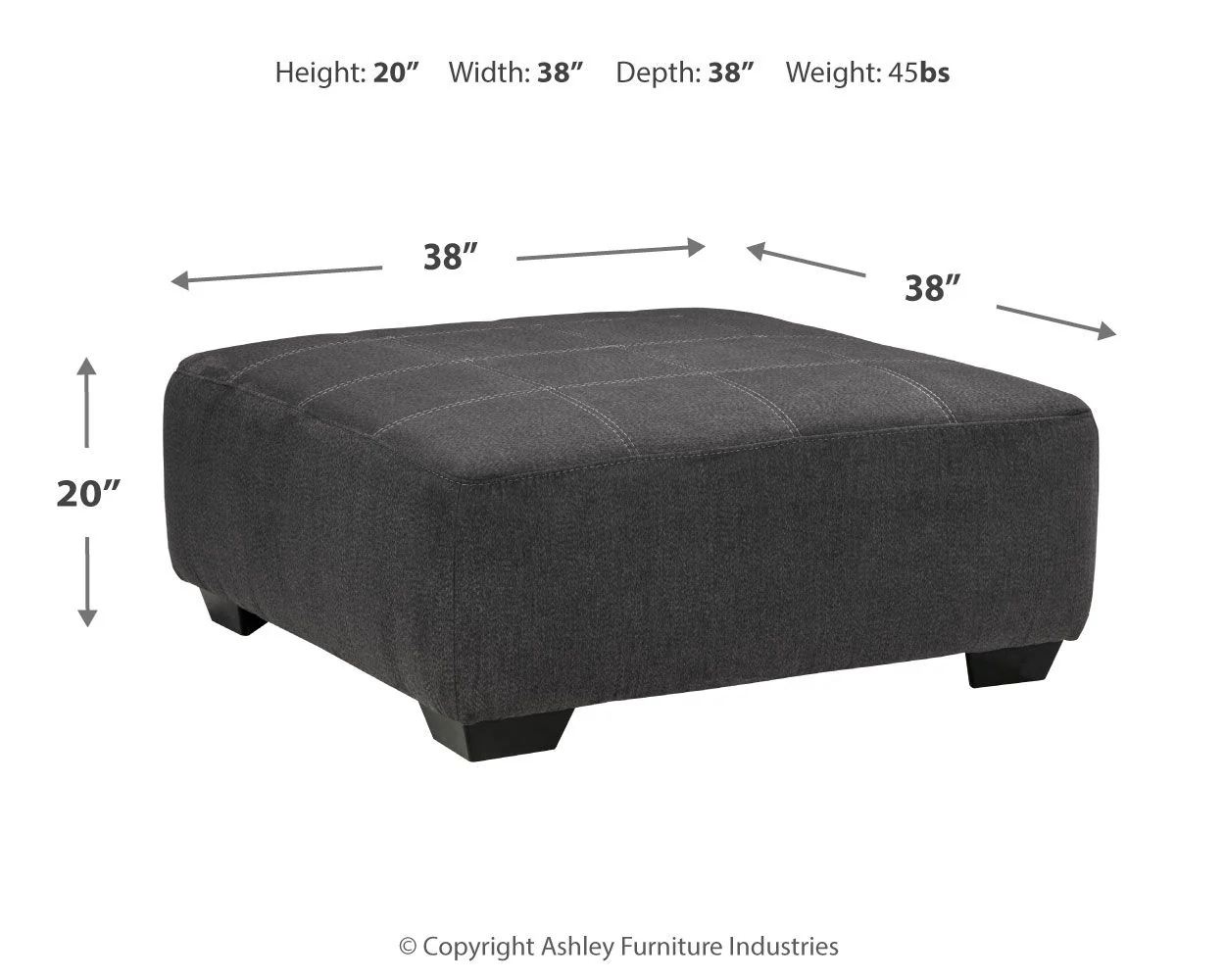 Ambee - Oversized Accent Ottoman - Slate - Image 2