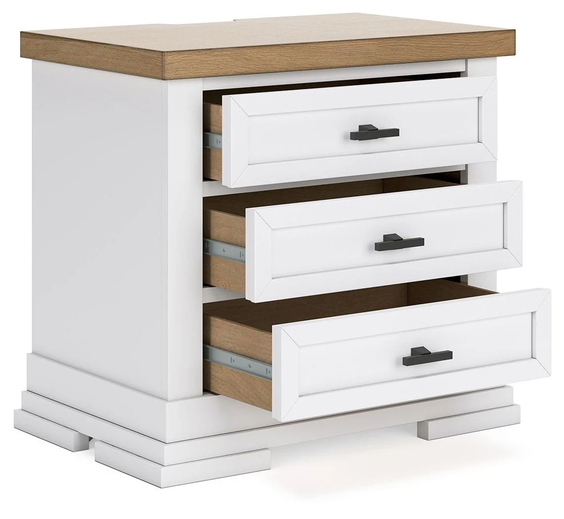 Ashbryn - Three Drawer Night Stand - White / Natural - Image 2