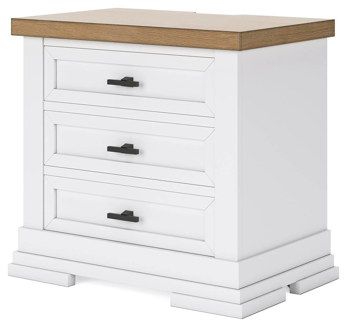 Ashbryn - Three Drawer Night Stand - White / Natural - Image 4