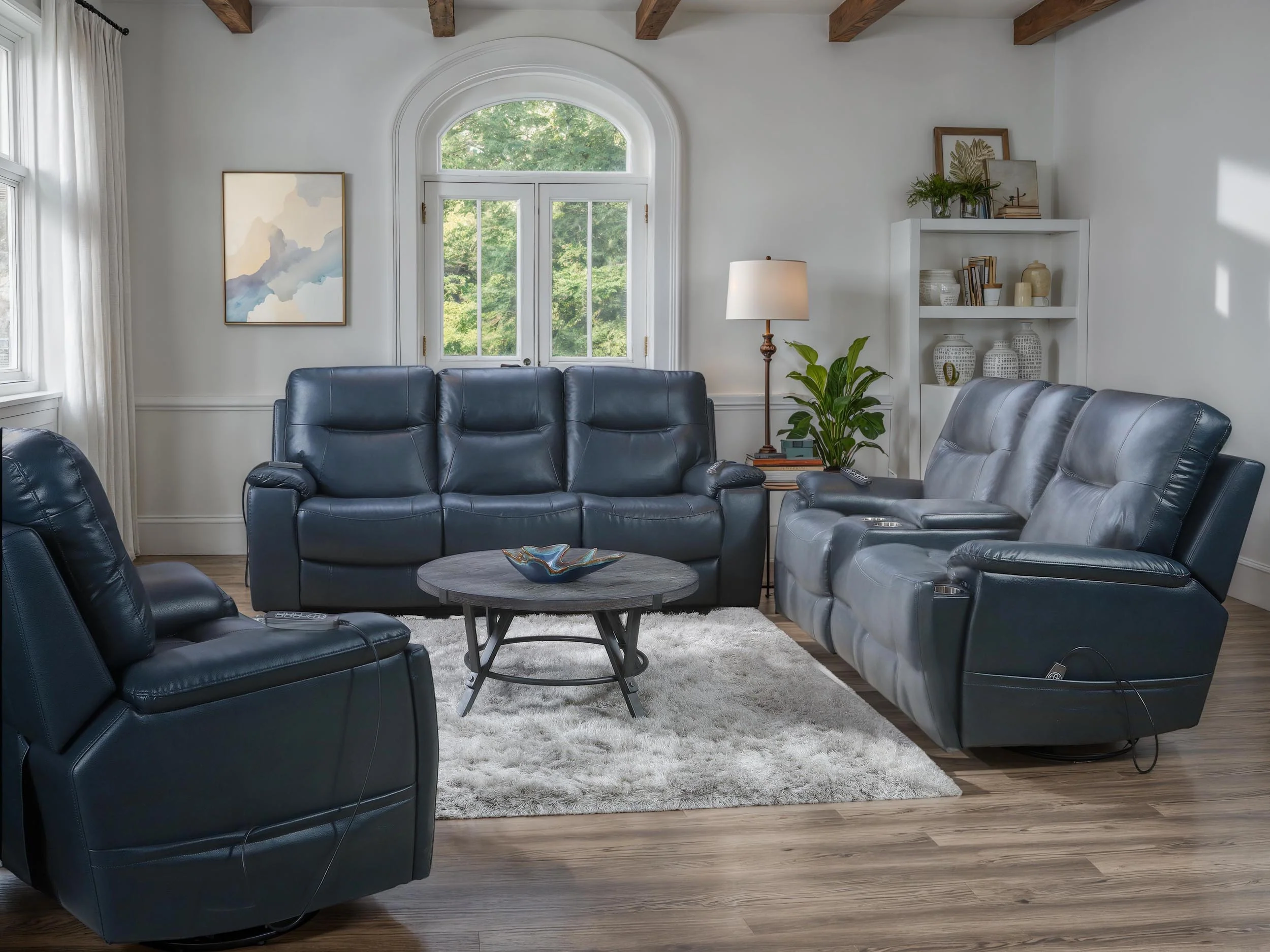 Ashland Navy Power Reclining Living Room Sets