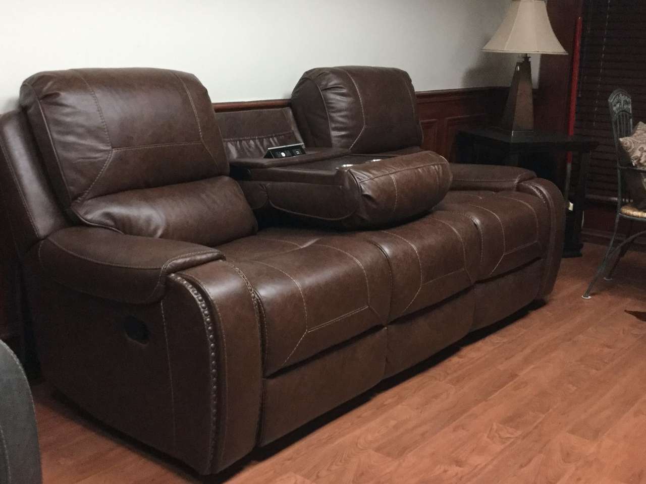Avalanche Tobacco Reclining Sofa and Glider Loveseat Set by Corinthian - Image 4