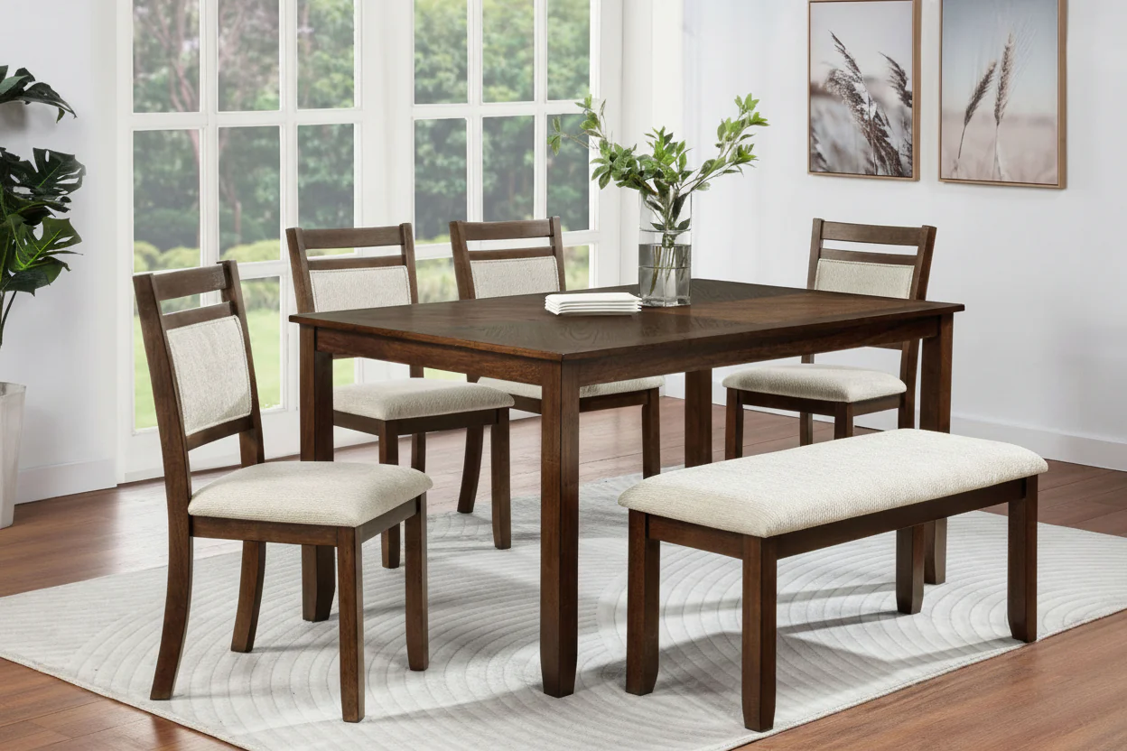 Avasa - Bench - Dark Brown / Beige - Image 2