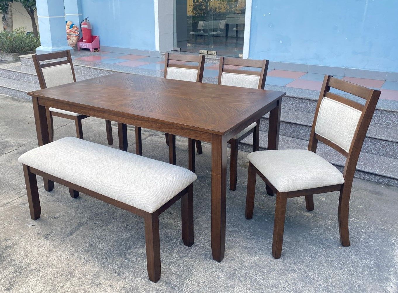 Avasa - Bench - Dark Brown / Beige - Image 3