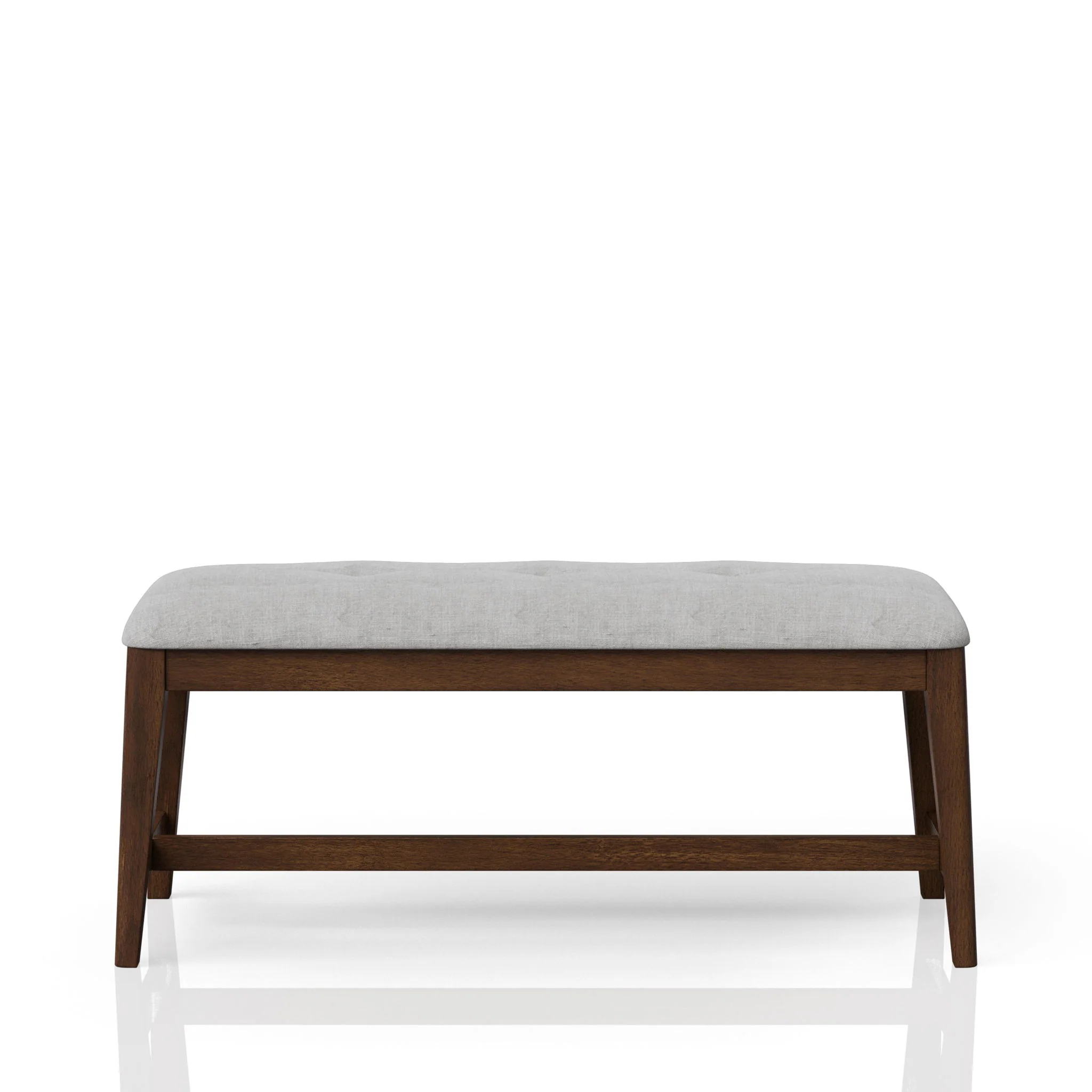 Backless Upholstered Dining Bench Mid Century Seating - Beige - Image 3