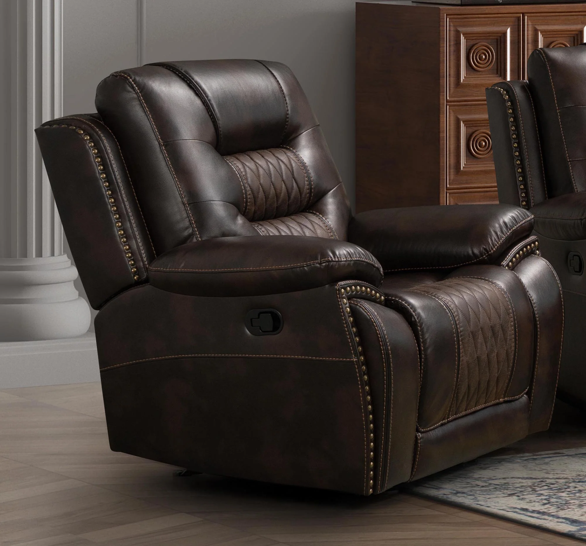 Badlands Two Tone Chocolate Glider Recliner Chair