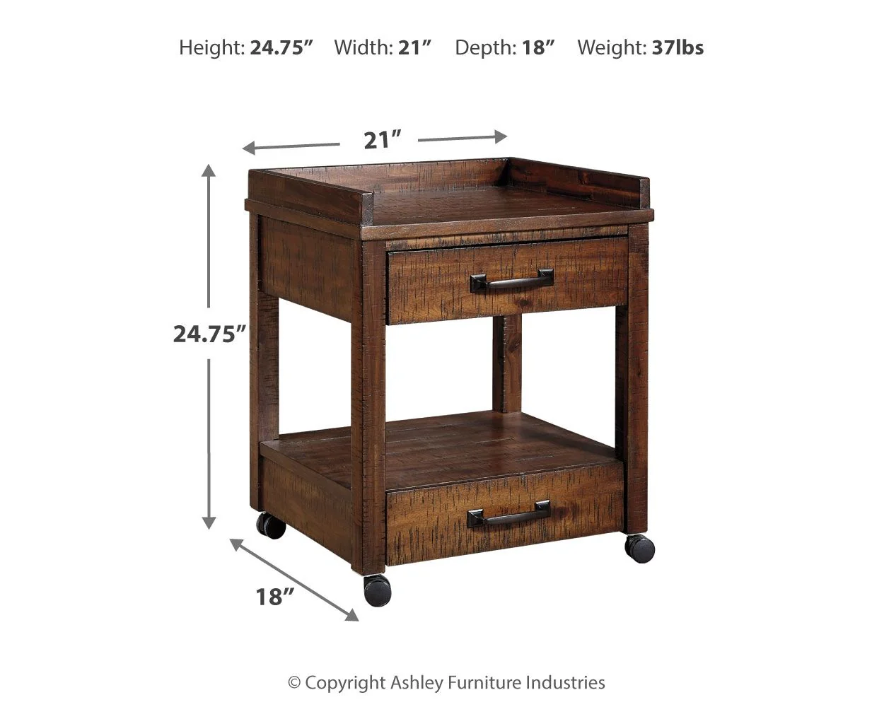 Baldridge - Printer Stand - Rustic Brown - Image 3