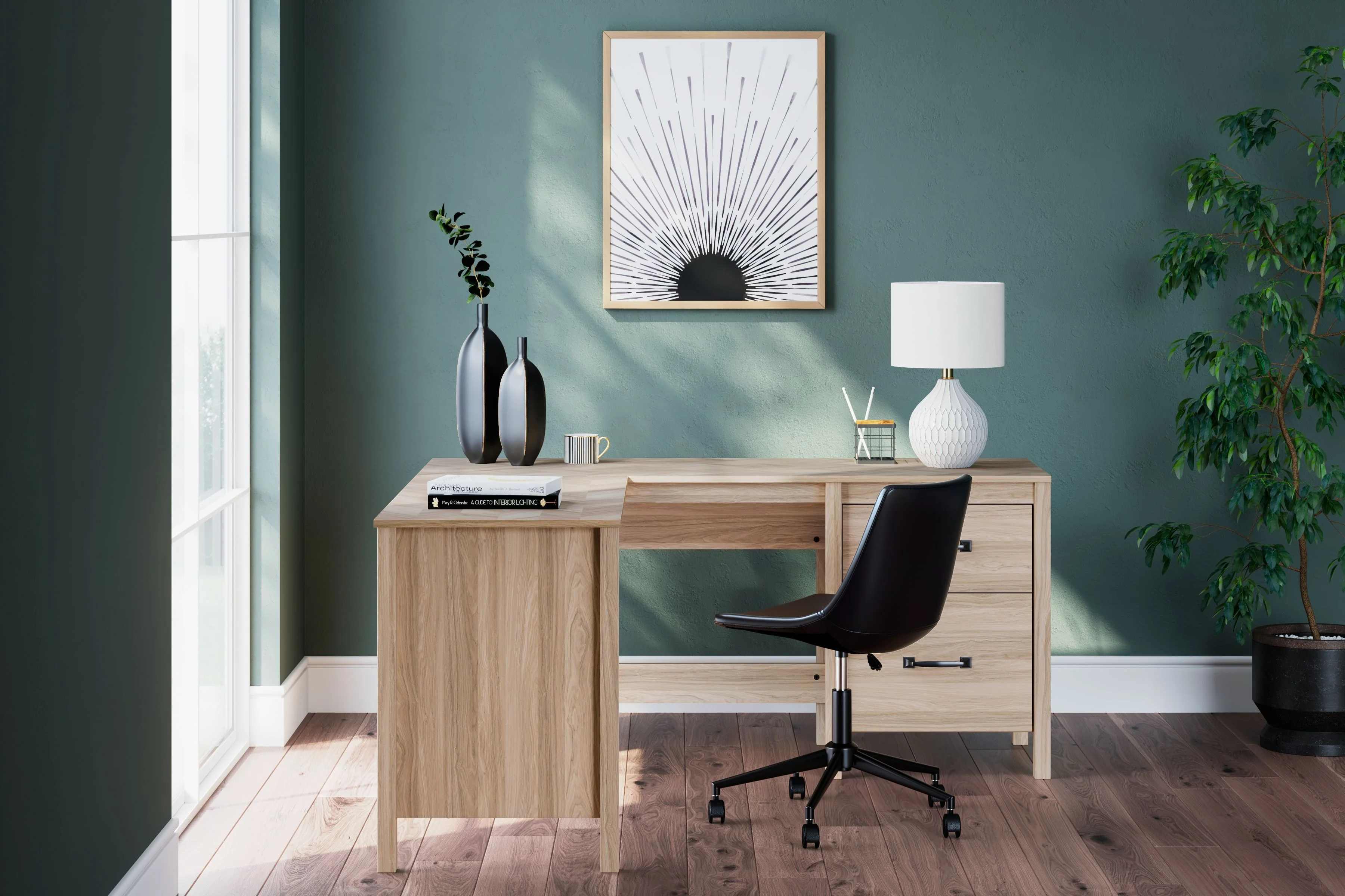 Battelle - 60" Home Office Desk With Return - Tan - Image 3