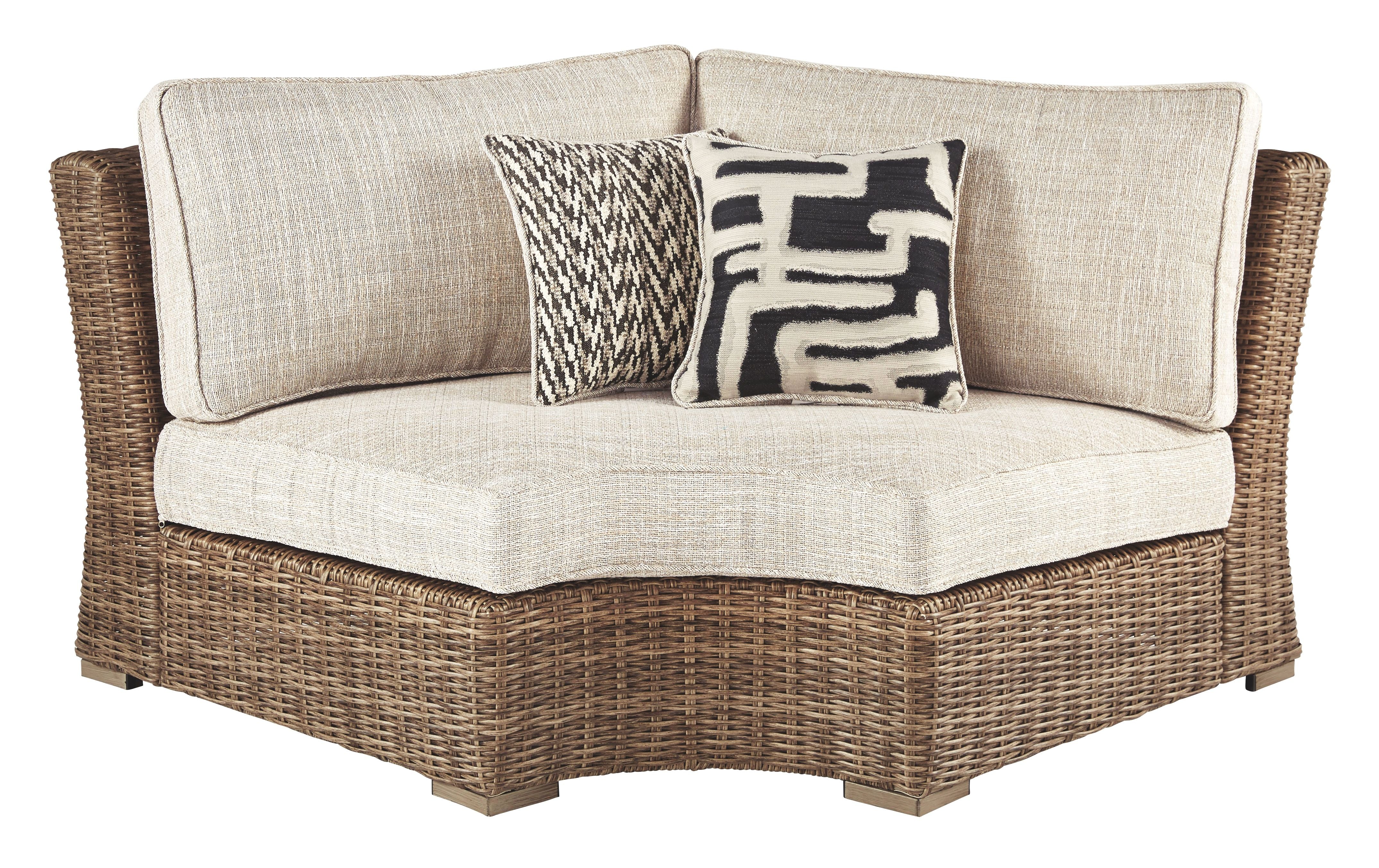 Beachcroft - Curved Corner Chair w/Cushion - Beige - Image 3