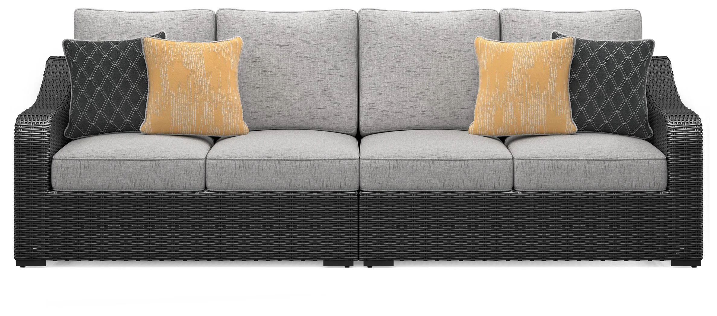 Beachcroft - 2-Piece Outdoor Loveseat with Cushion - Black / Light Gray - Image 3