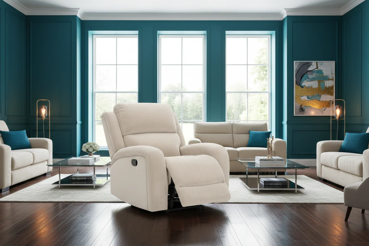 Beige Corduroy Manual Reclining Set