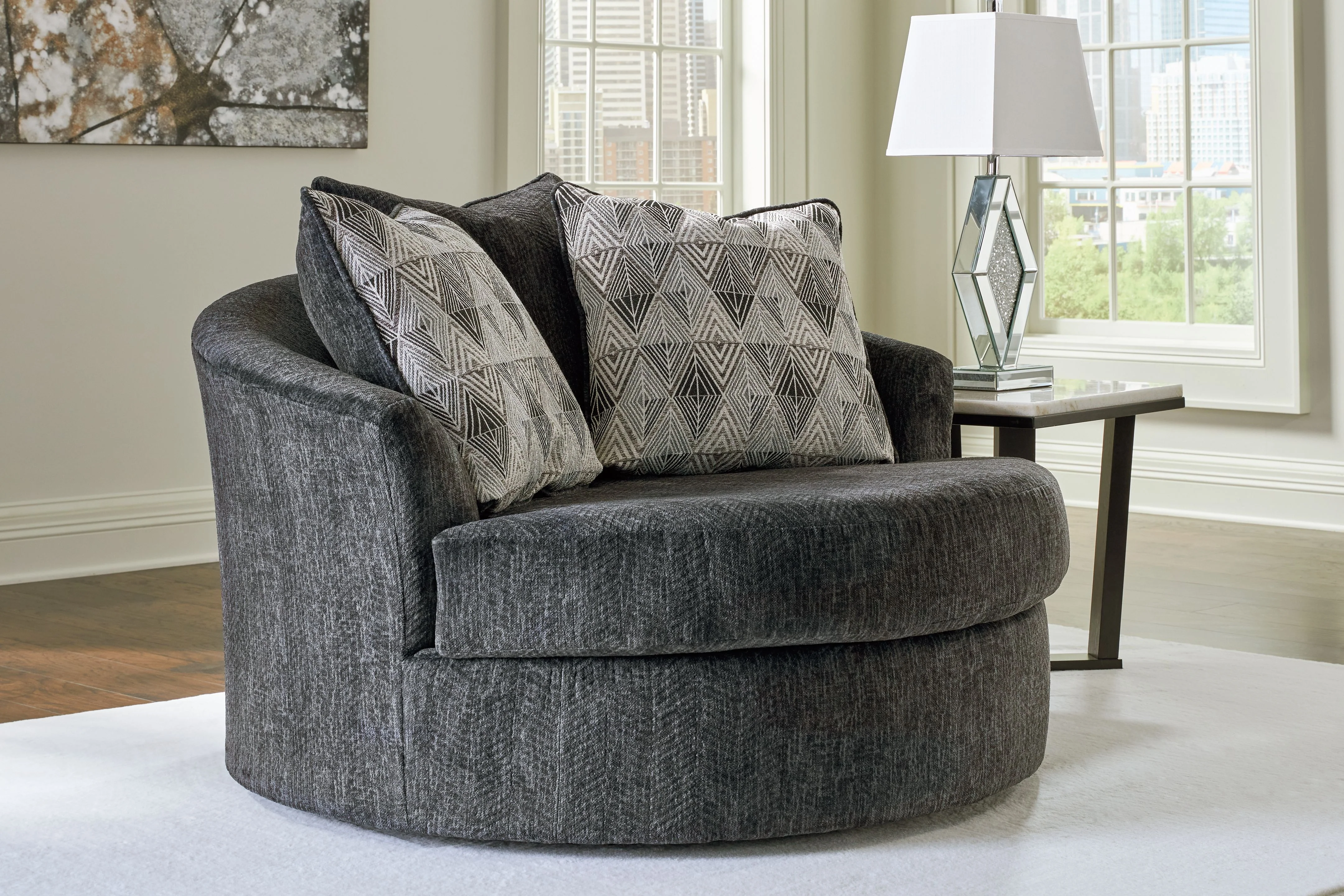 Biddeford - Oversized Swivel Accent Chair - Shadow - Image 3