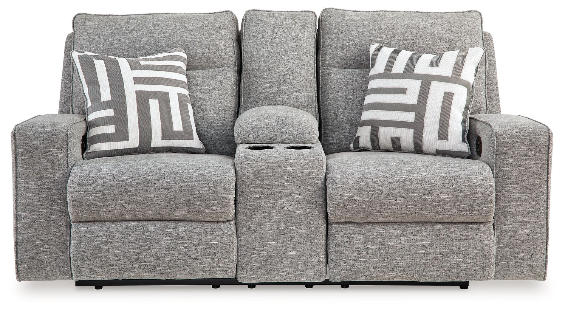 Biscoe - Power Reclining Loveseat With Console /Adj Headrest - Pewter - Image 3