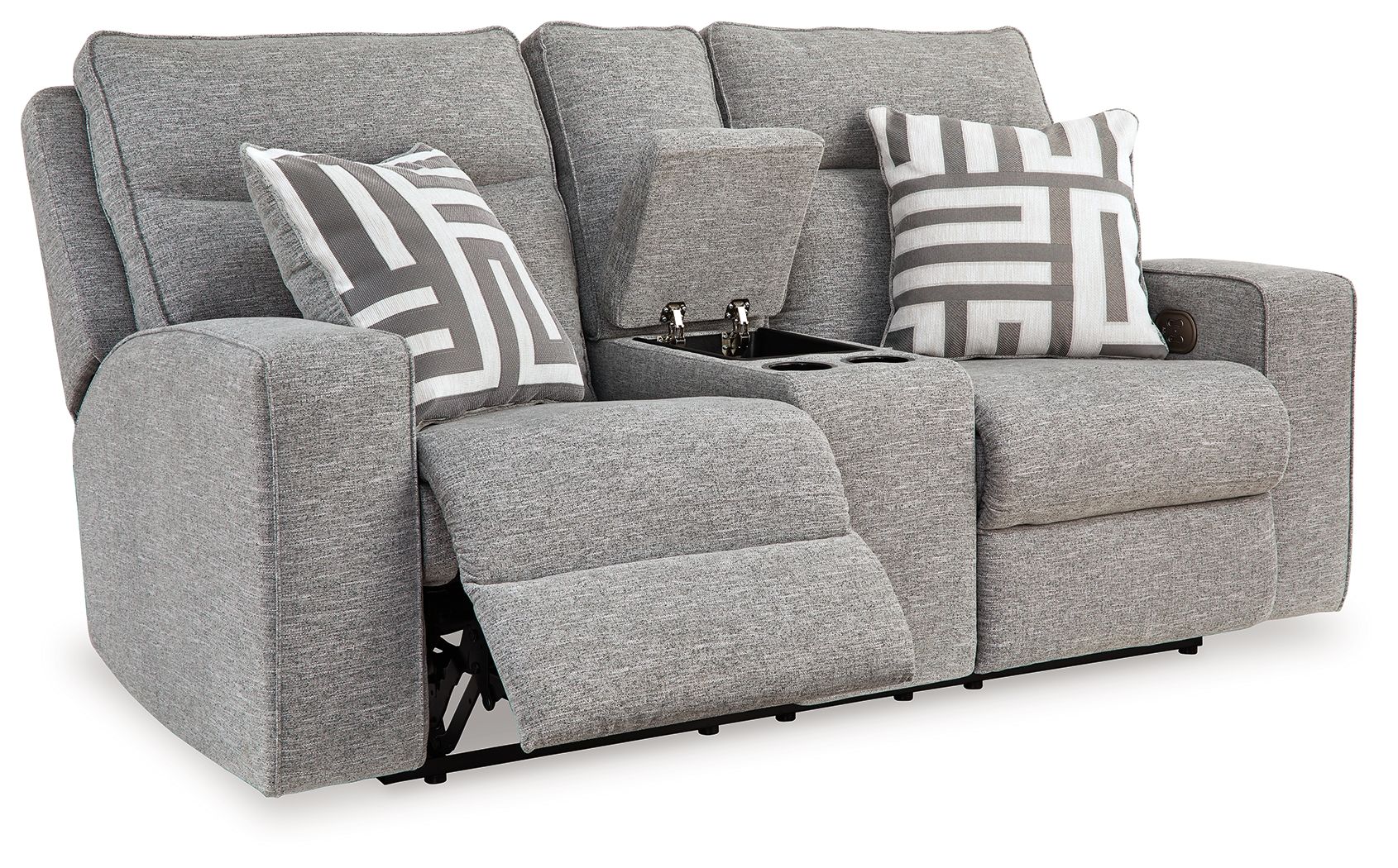 Biscoe - Power Reclining Loveseat With Console /Adj Headrest - Pewter - Image 4