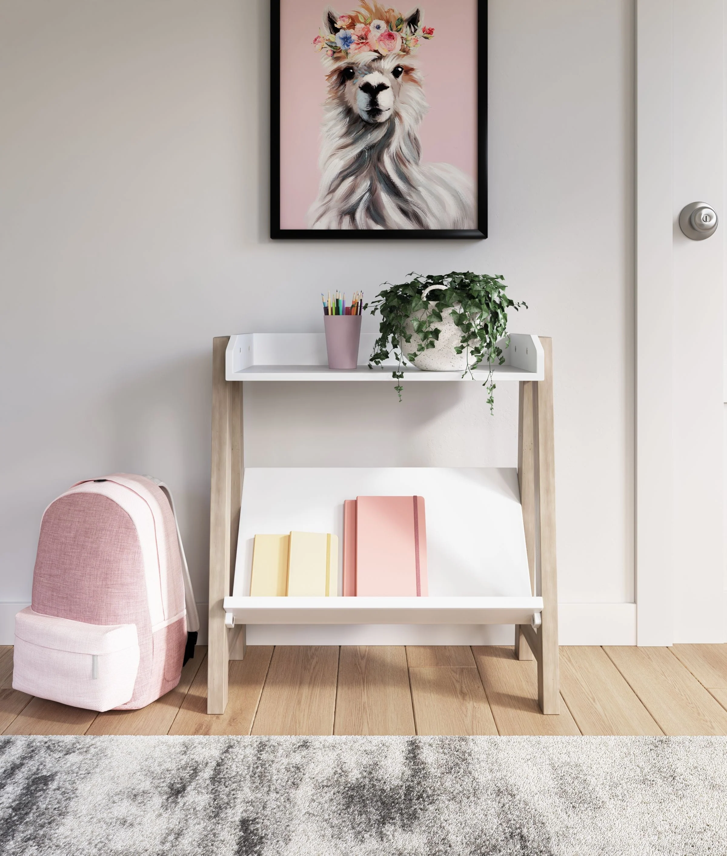 Blariden - Small Bookcase - White / Tan - Image 4
