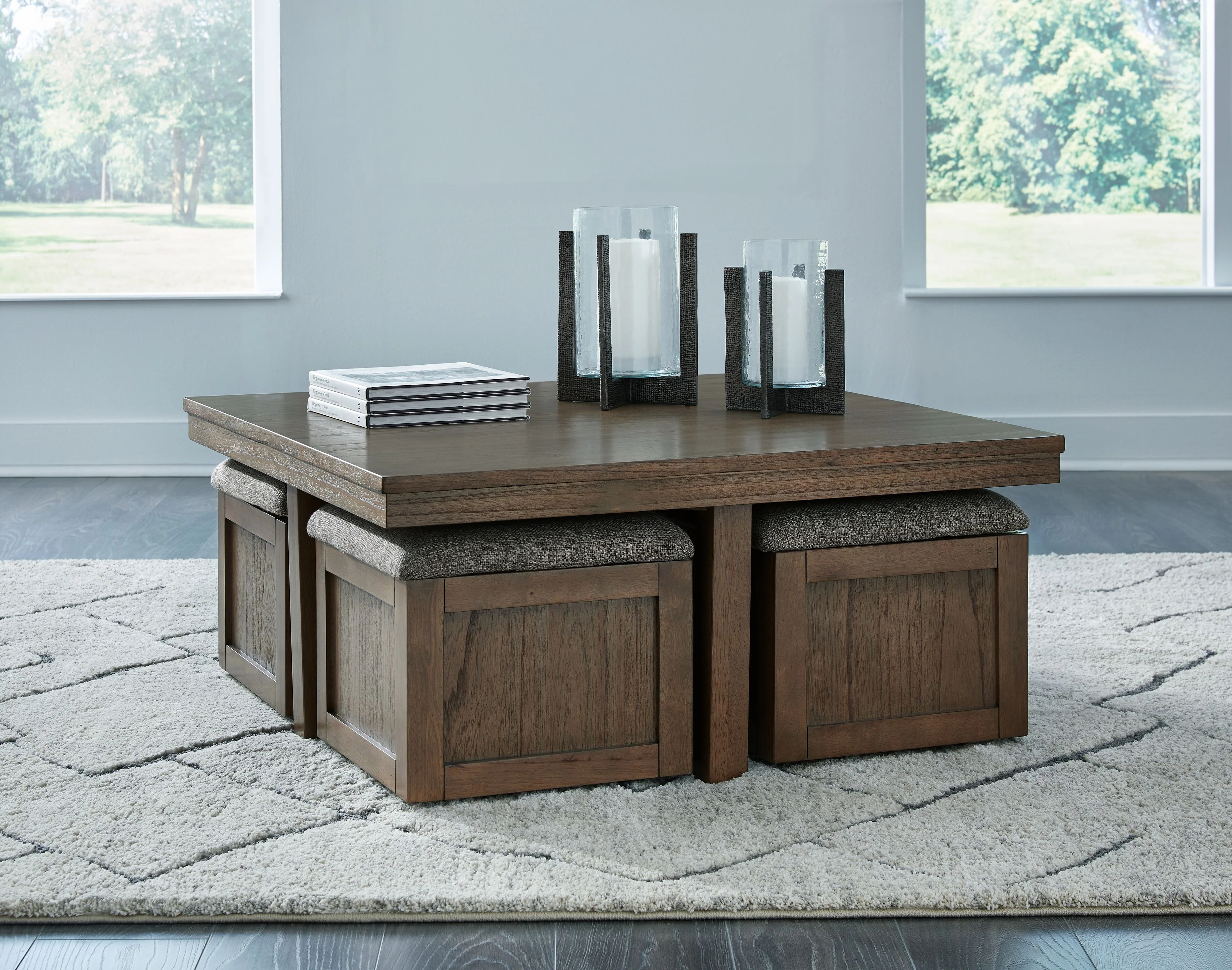 Boardernest - Cocktail Table With 4 Stools (Set of 5) - Brown - Image 3