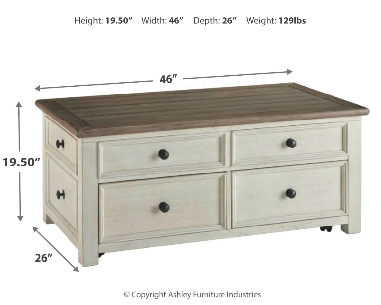 Bolanburg - Lift Top Cocktail Table - White / Brown / Beige - Image 2