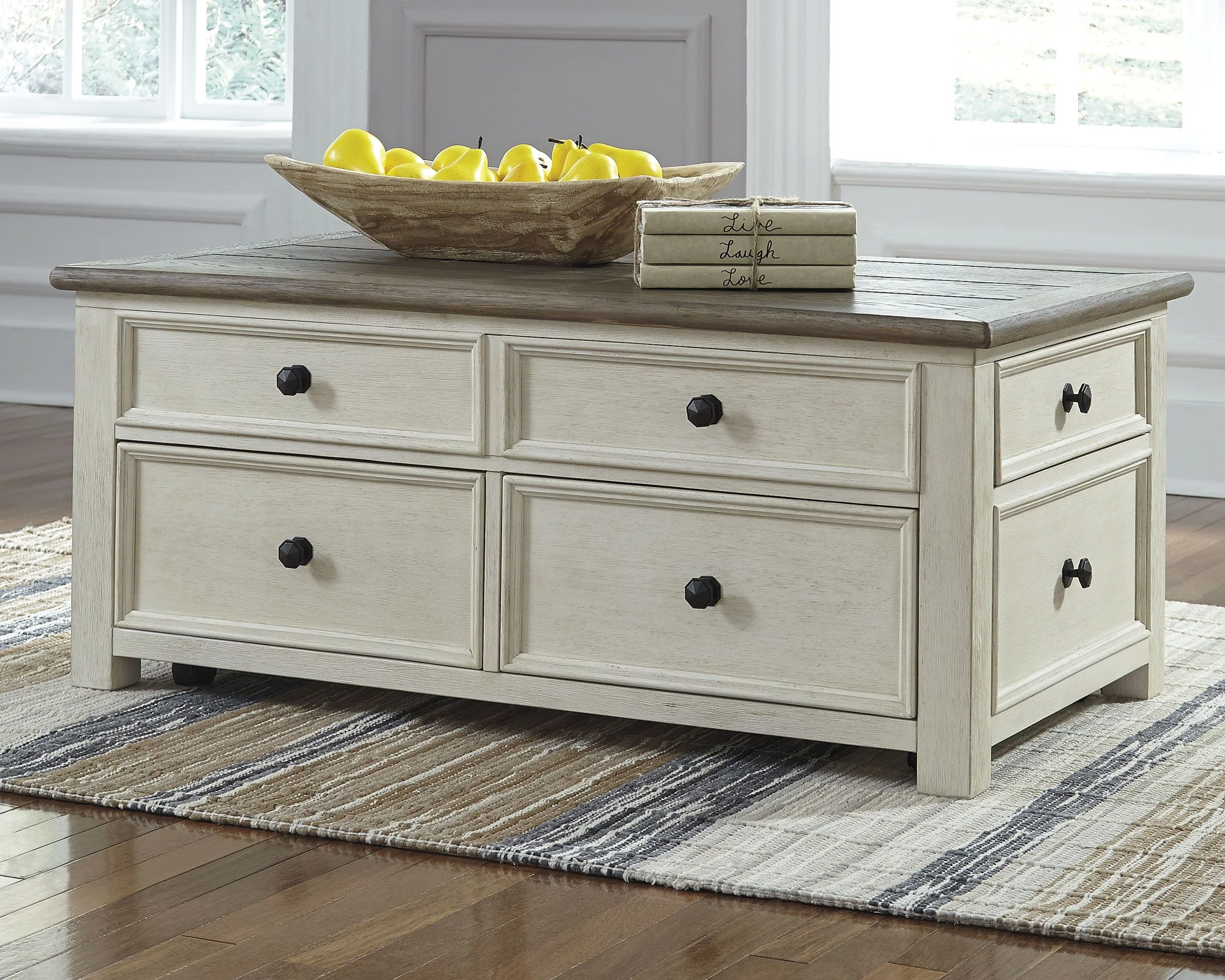 Bolanburg - Lift Top Cocktail Table - White / Brown / Beige - Image 3