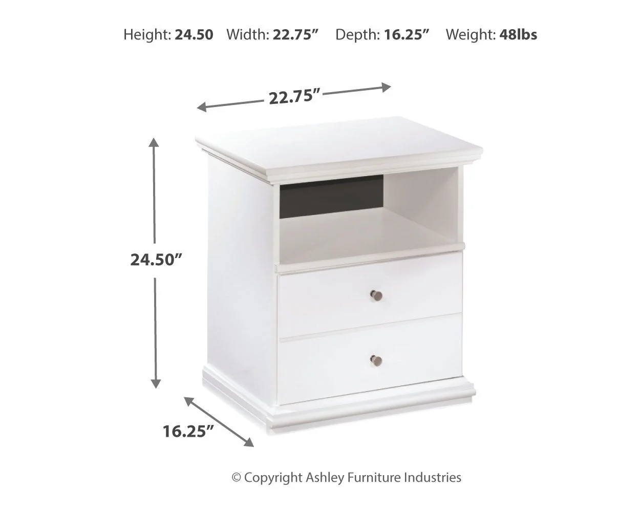 Bostwick Shoals - One Drawer Night Stand - White - Image 3