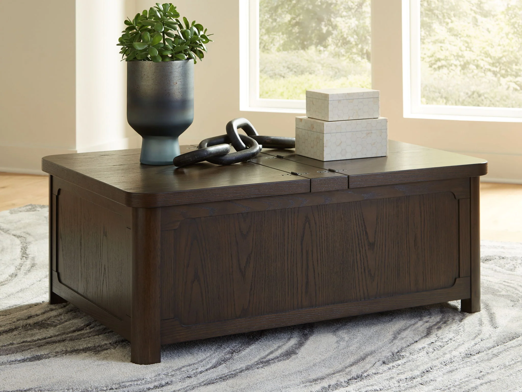 Breckington - Cocktail Table With Storage - Dark Brown - Image 2