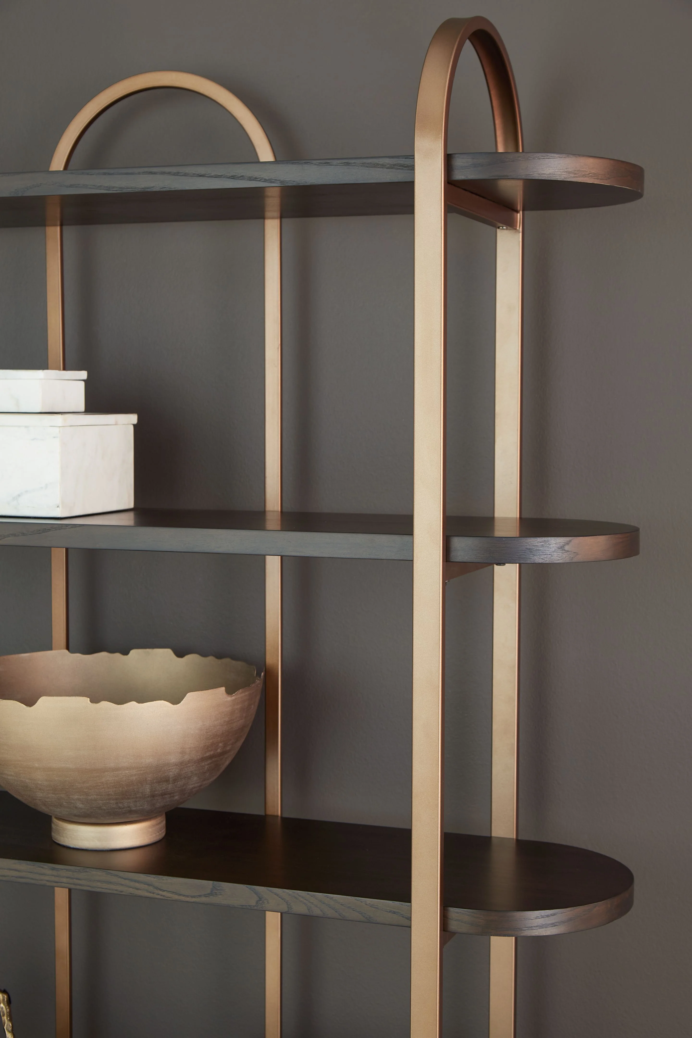 Brentmour - Bookcase - Brown / Gold Finish - Image 3