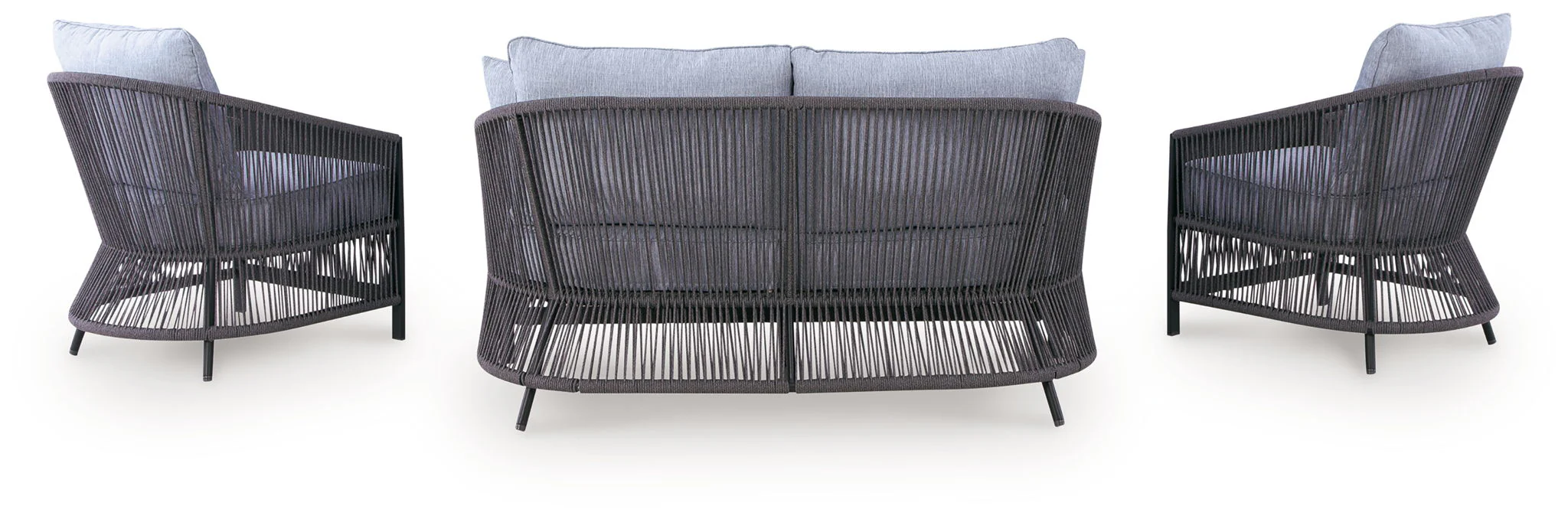 Bridges Beach - Loveseat, Lounge Chairs, Table Set (Set of 4) - Gray - Image 3