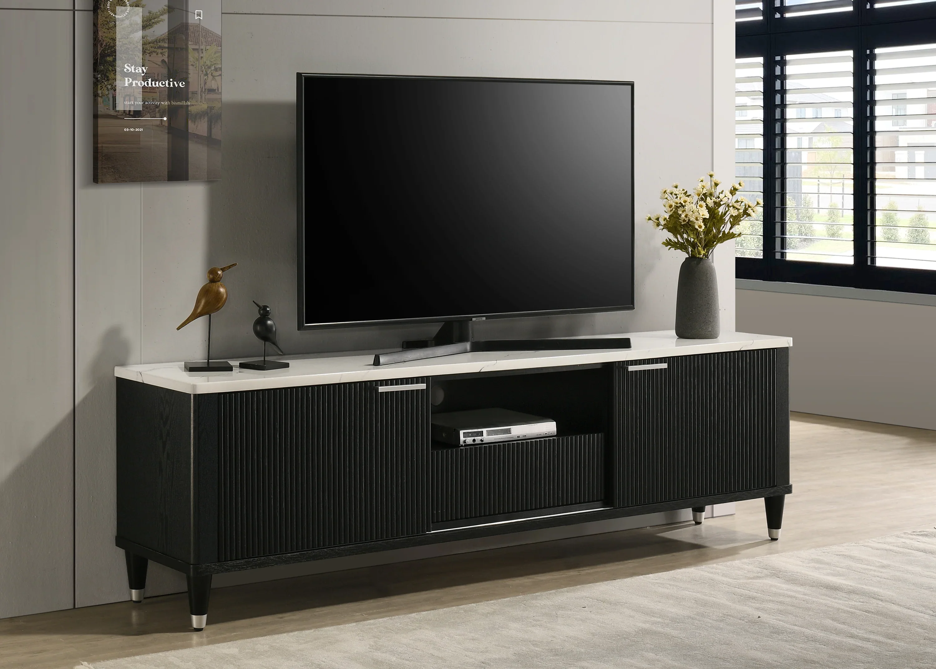 Britany Entertainment Console in Driftwood or Black - Image 2
