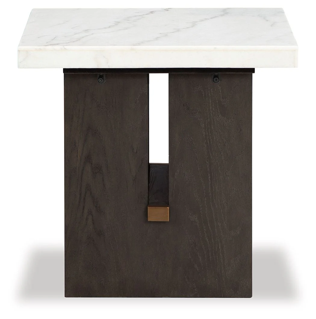Burkhaus - Rectangular End Table - White / Dark Brown - Image 2