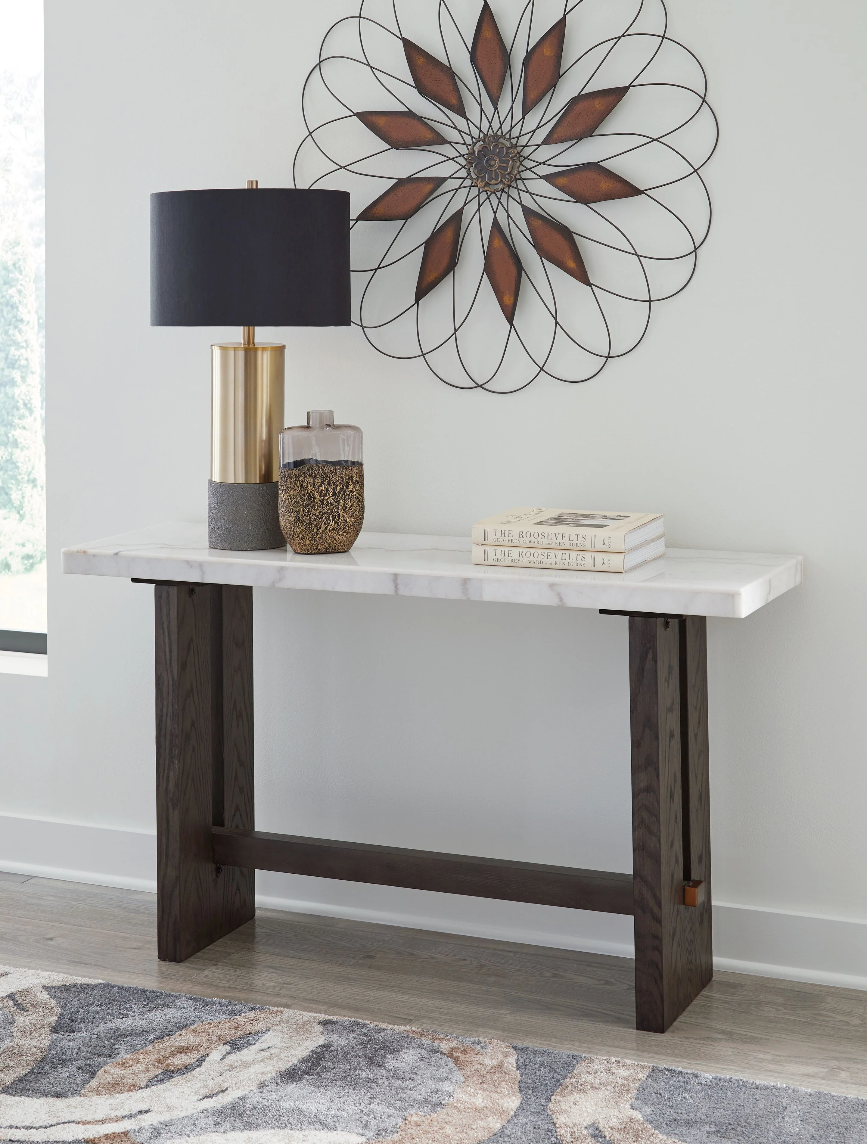 Burkhaus - Sofa Table - White / Dark Brown - Image 2