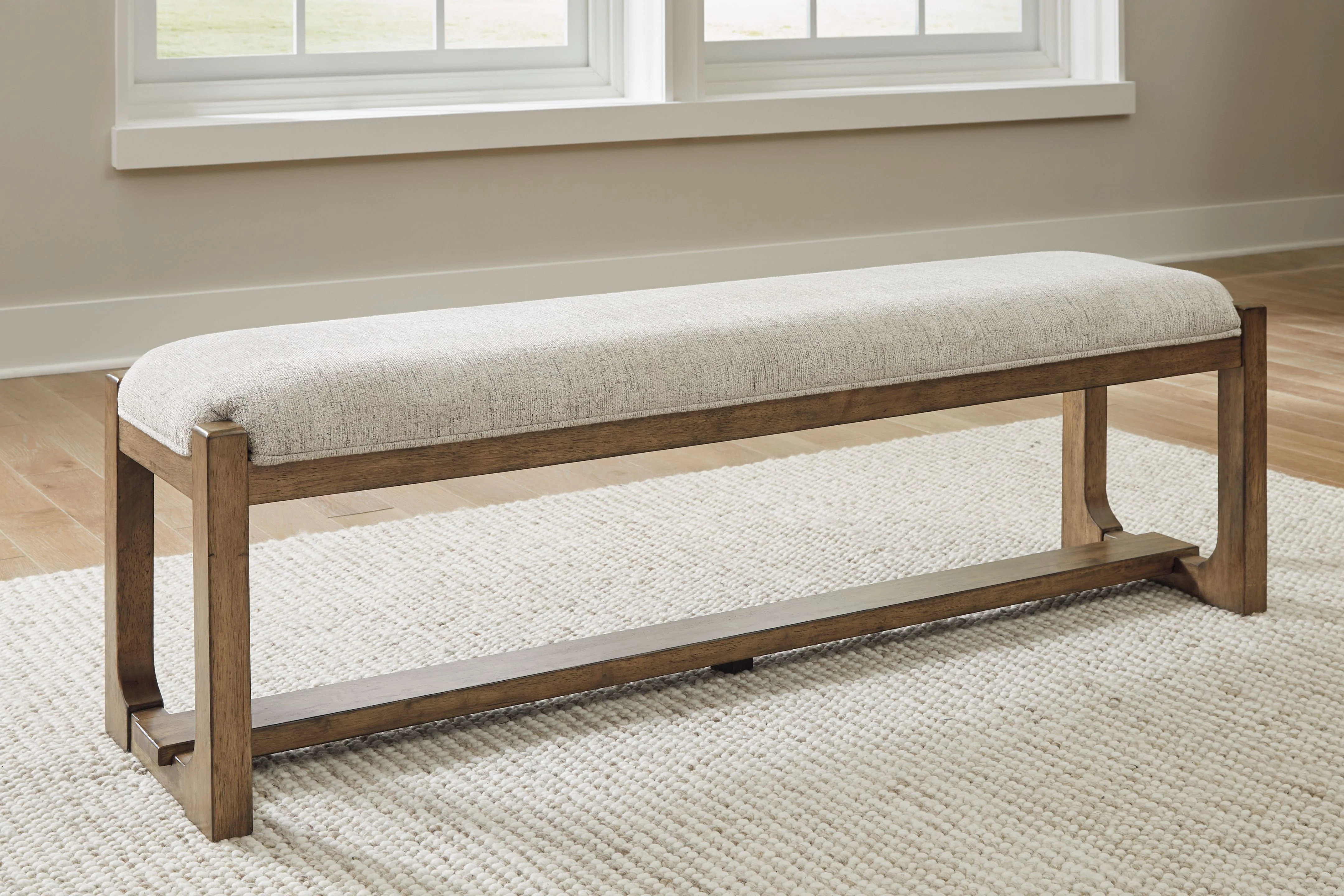 Cabalynn - Large Uph Dining Room Bench - Oatmeal / Light Brown - Image 4