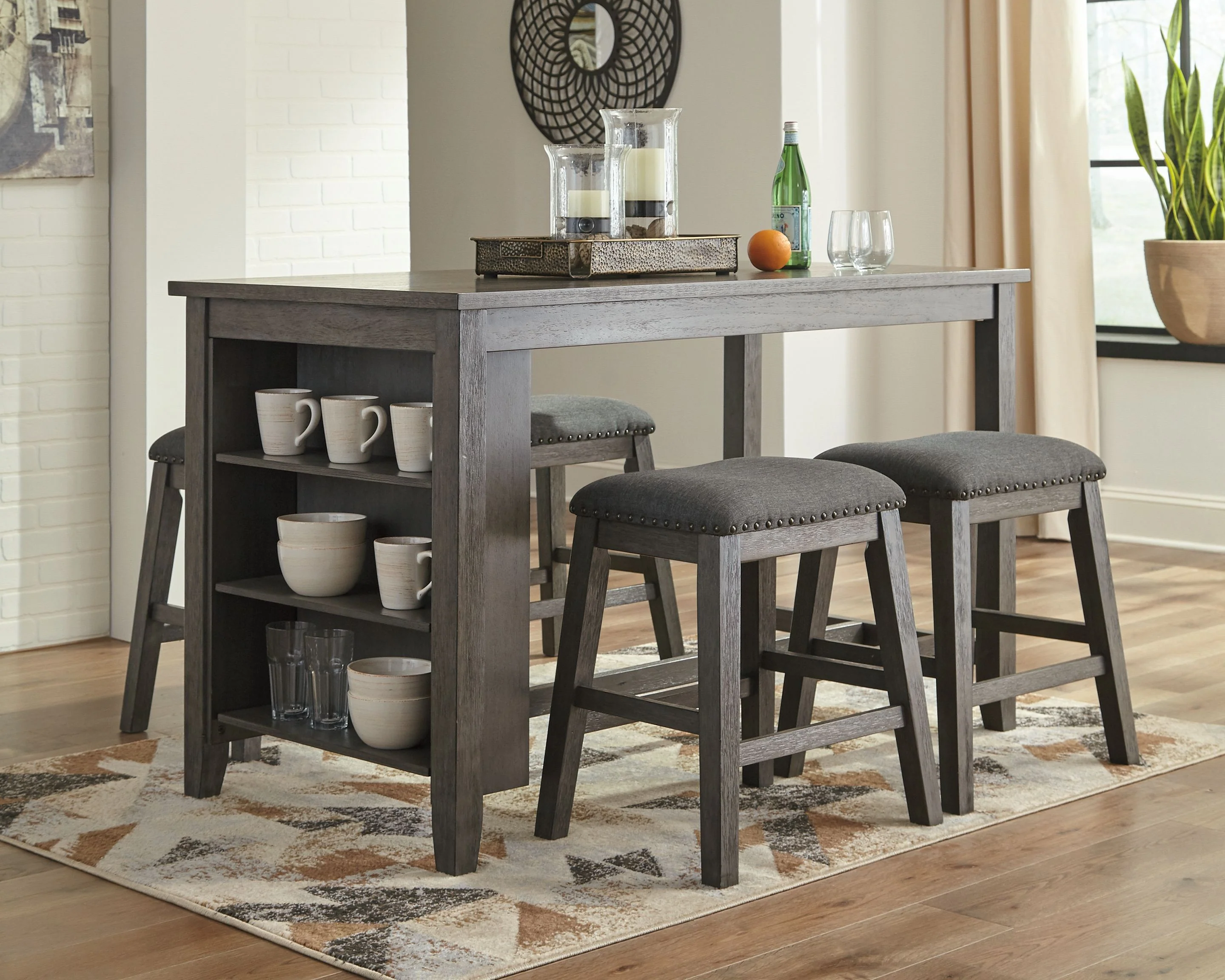 Caitbrook - Rectangular Dining Room Counter Table - Gray - Image 2