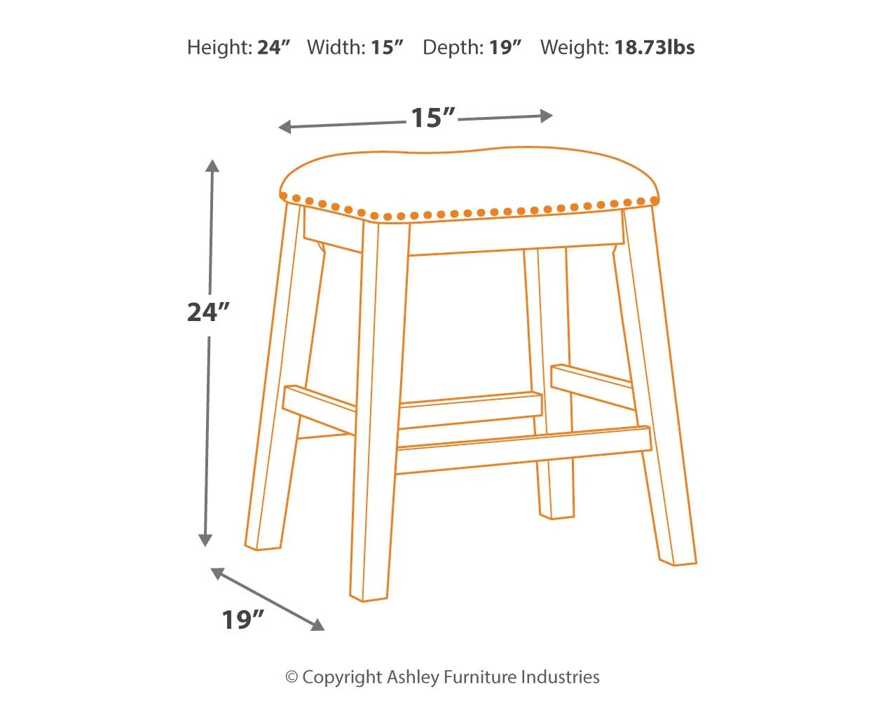 Caitbrook - Upholstered Stool (Set of 2) - Gray - Image 3