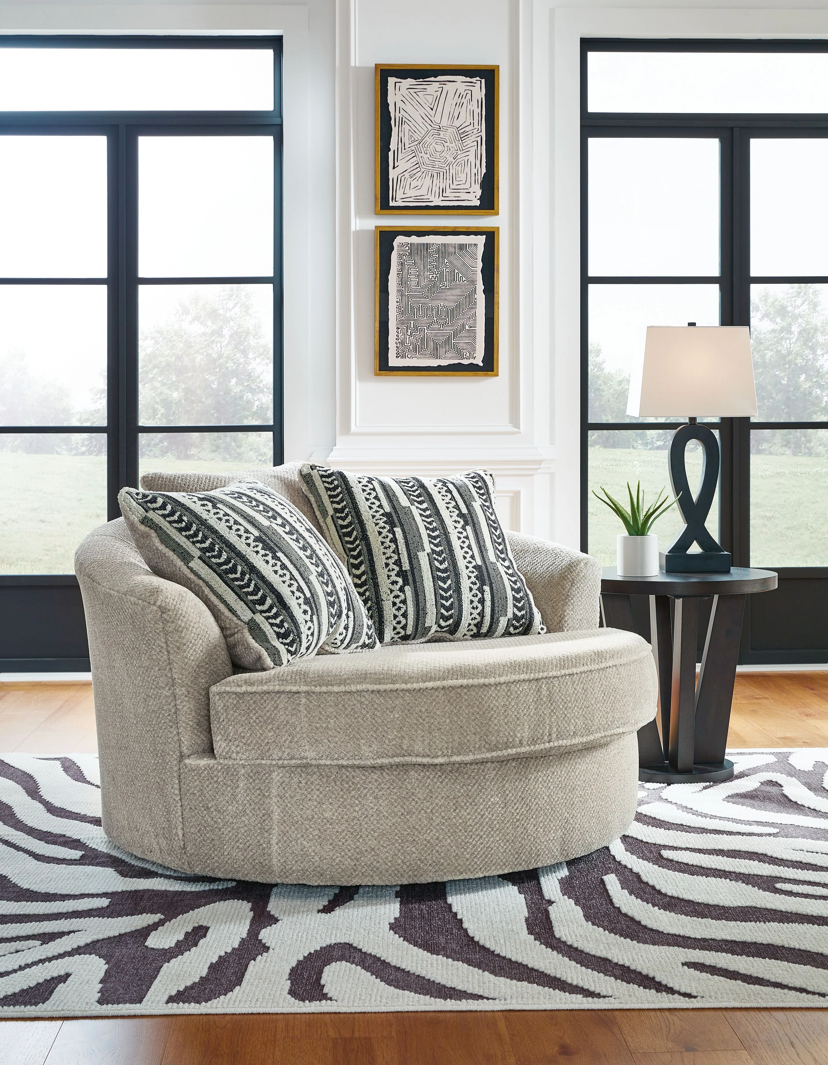 Calnita - Oversized Swivel Accent Chair - Sisal - Image 2