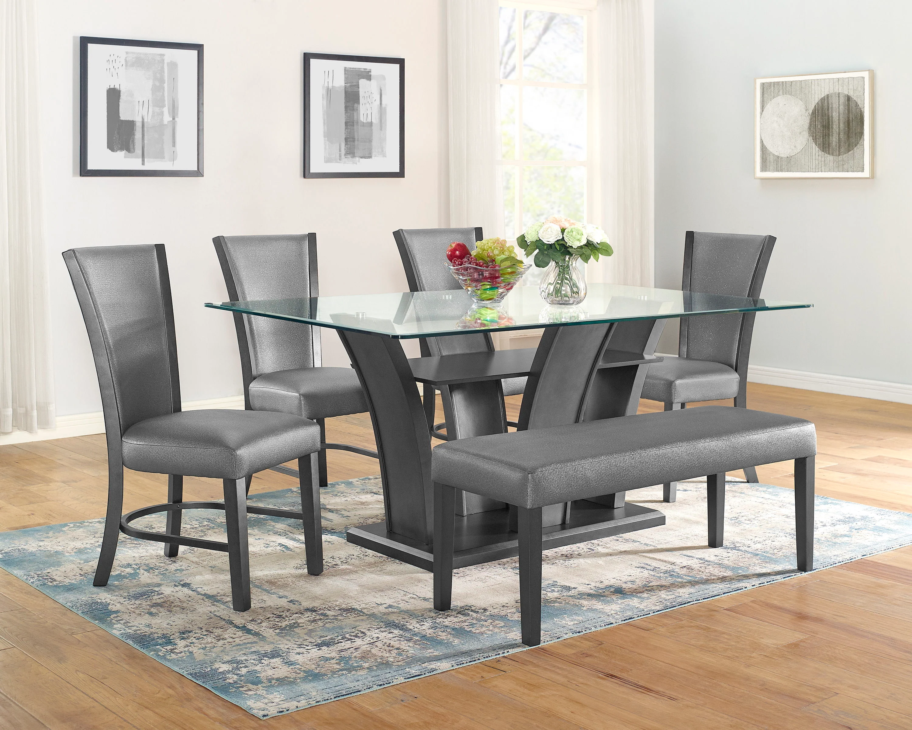 Camelia Grey Glass & Wood dining Sets by Crown Mark - Image 2