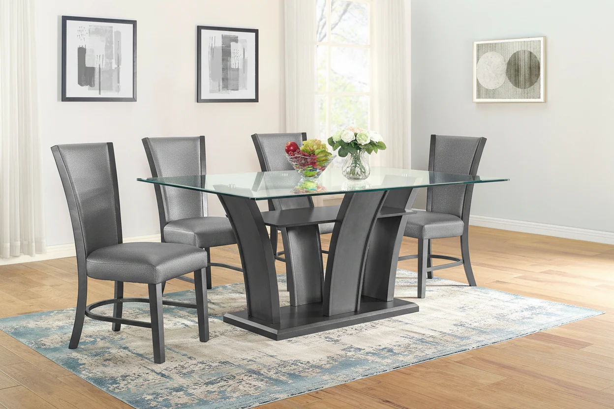 Camelia Grey Glass & Wood dining Sets by Crown Mark - Image 3