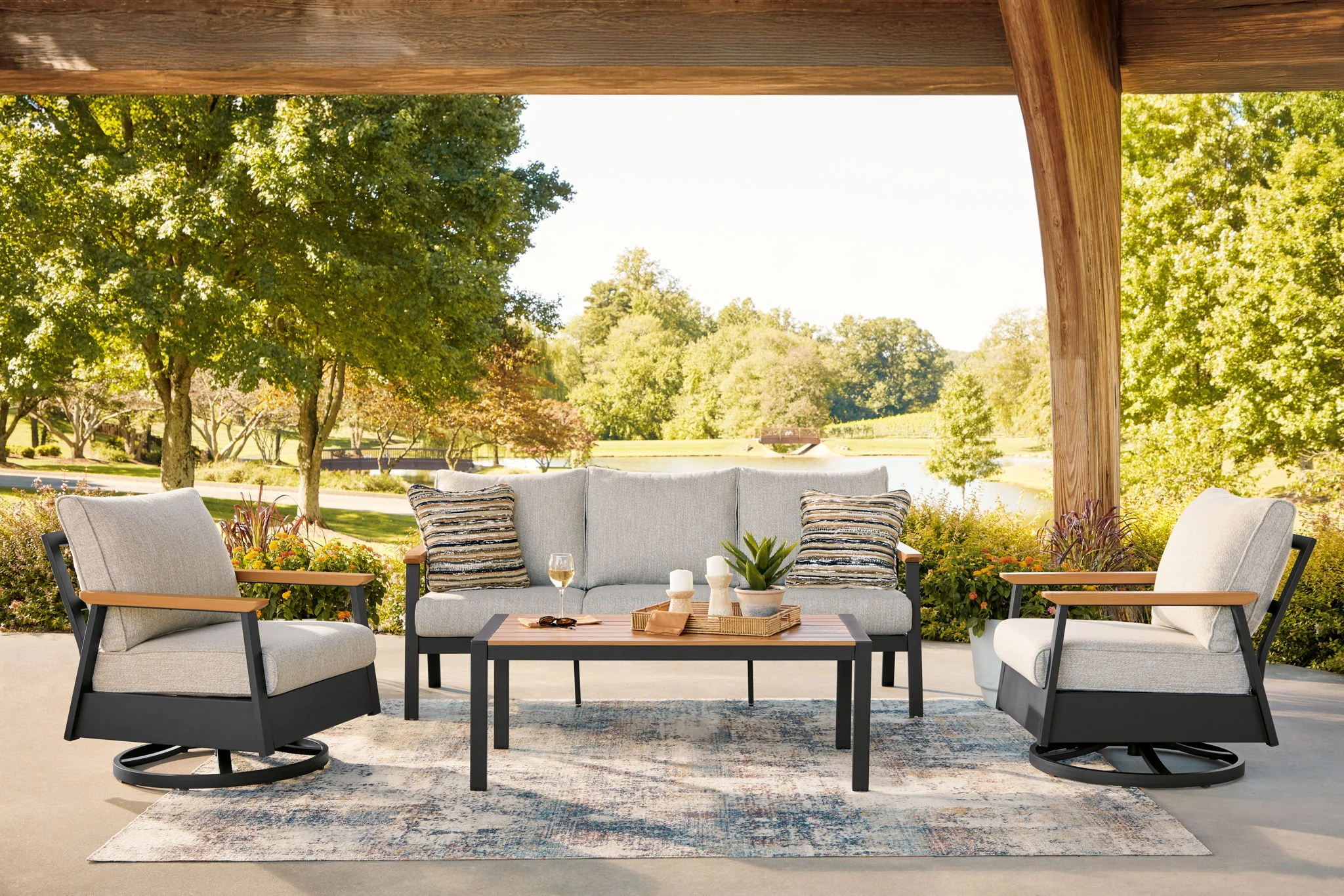 Carmel Highlands - Sofa, Chairs, Table Set (Set of 4) - Dark Brown - Image 2
