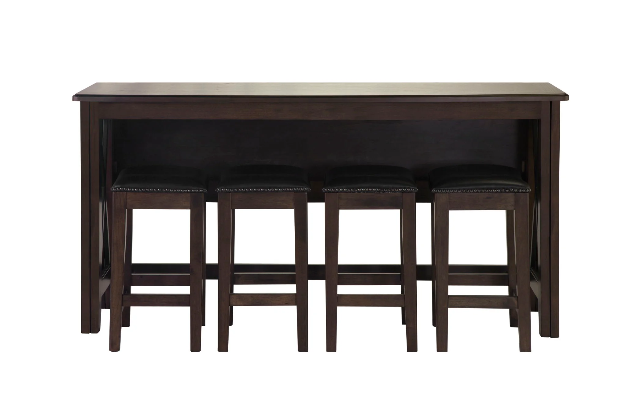 Carmina - 5 Piece Drop Leaf Counter Set - Dark Brown - Image 2