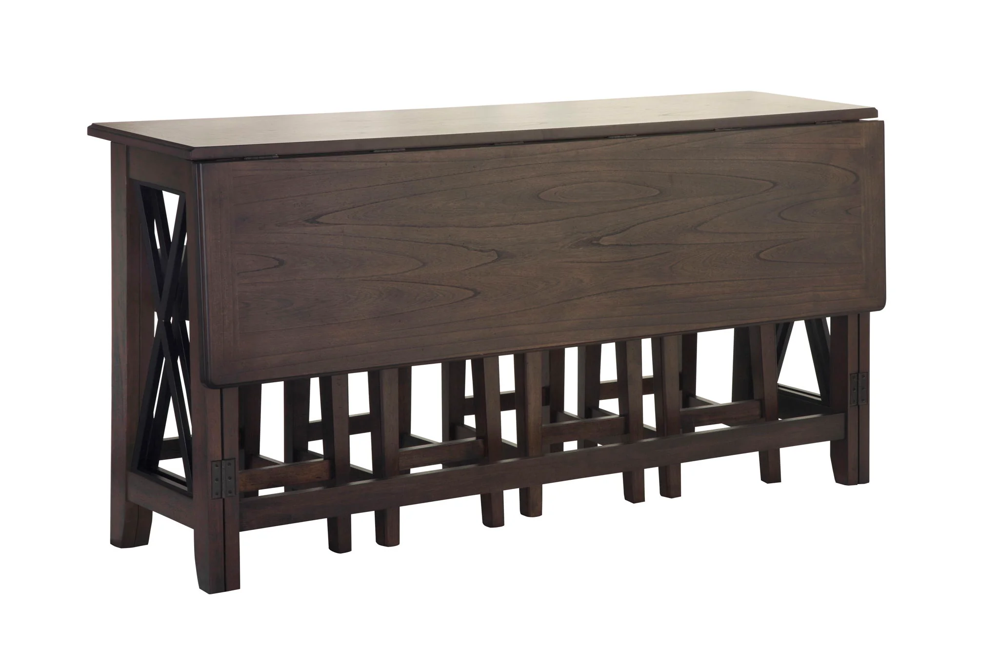Carmina - 5 Piece Drop Leaf Counter Set - Dark Brown - Image 3