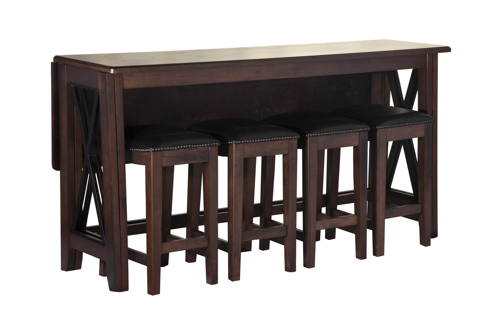 Carmina - 5 Piece Drop Leaf Counter Set - Dark Brown - Image 4